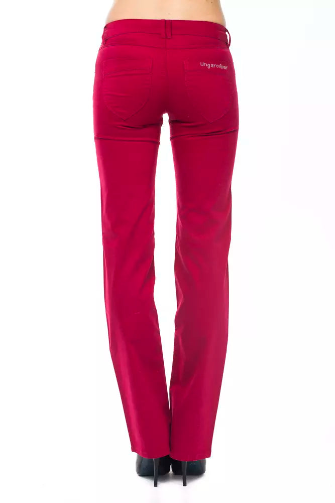 Red Cotton Women's Pants