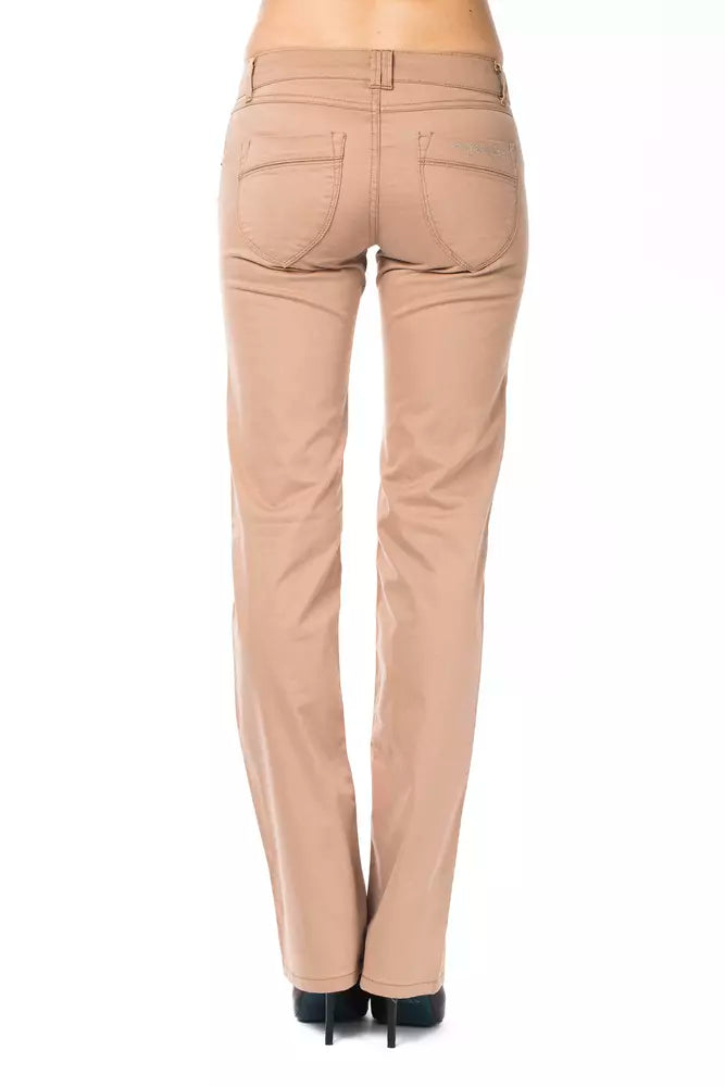 Beige Cotton Women's Jean