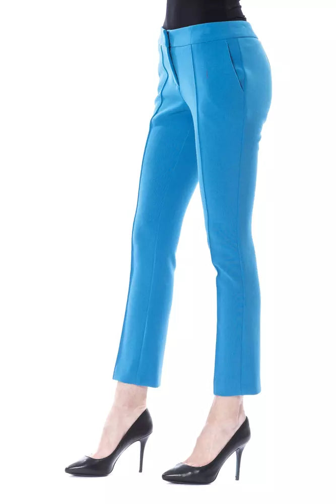 Light Blue Polyester Women Skinny Pant
