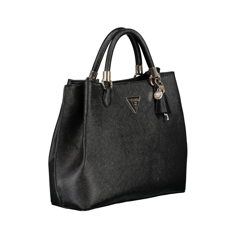 Black Polyurethane Women Handbag