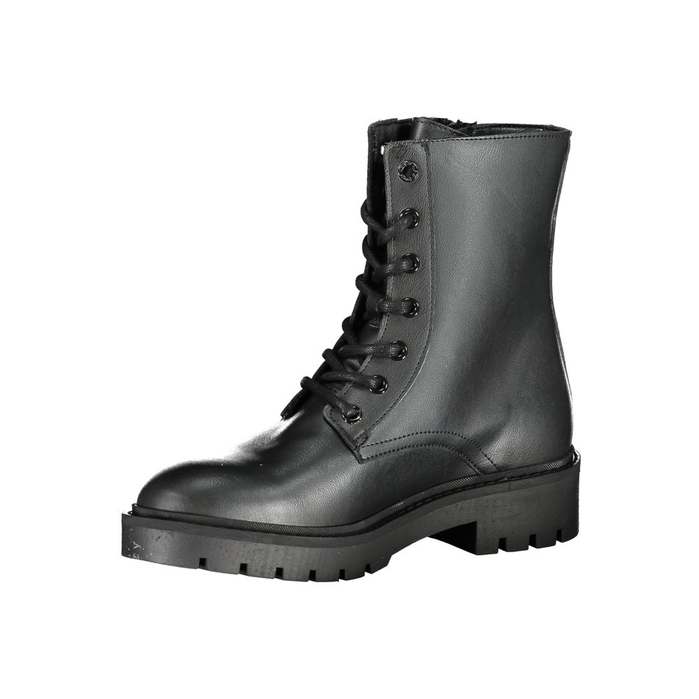 Black Polyester Women Boot