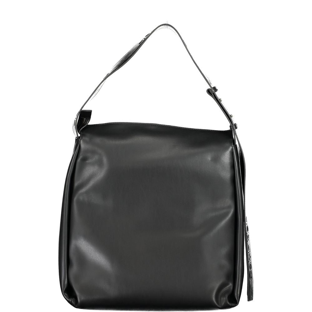 Black Polyester Women Handbag