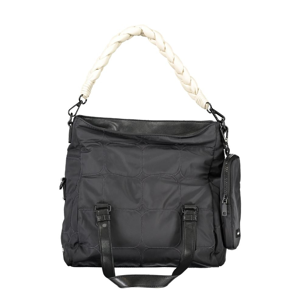 Black Polyester Women Handbag