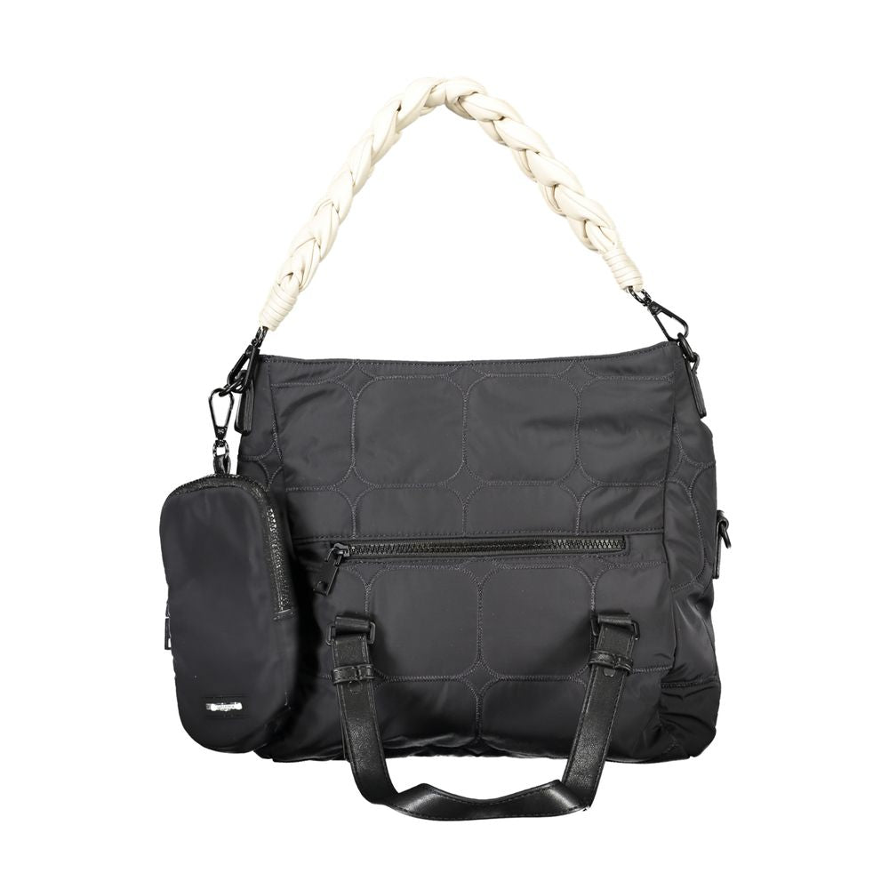 Black Polyester Women Handbag