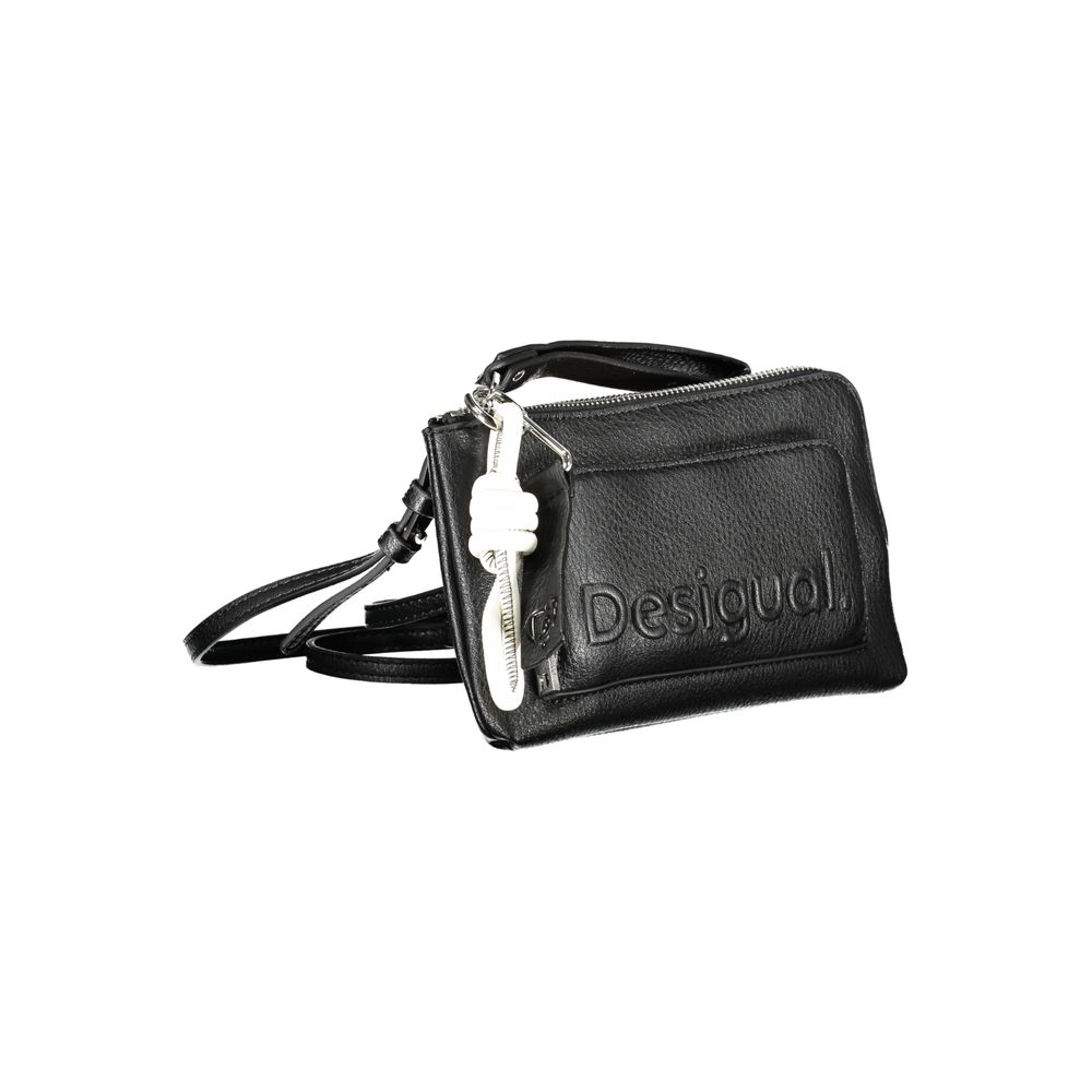 Black Polyurethane Women Shoulder Bag