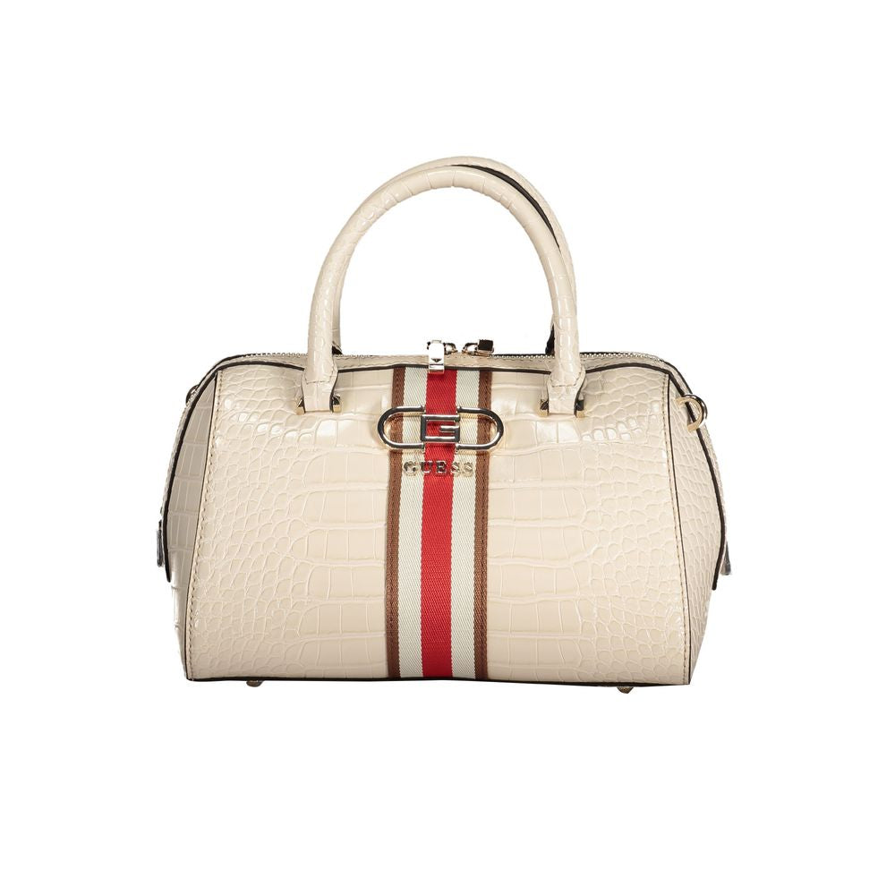 Beige Polyurethane Women Handbag