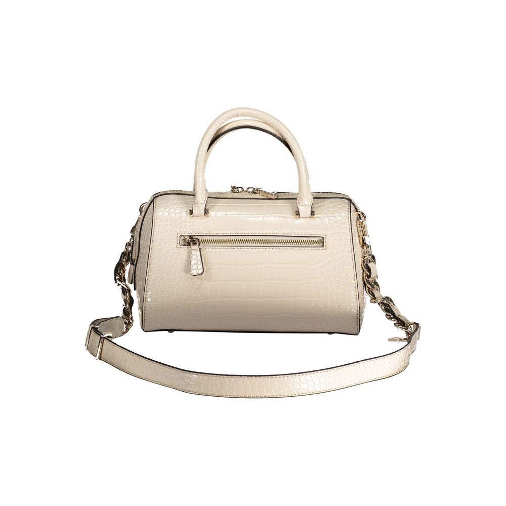 Beige Polyurethane Women Handbag