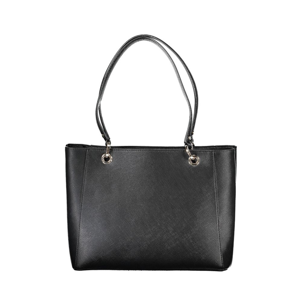 Black Polyurethane Women Handbag